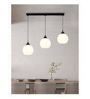 RİOLİGHT RETRO,RUSTİK,VİNGATE OPAL CAMLI 3XE27 DUYLU METAL GÖVDE SARKIT AVİZE TABAN UZUNLUĞU:60CM (Siyah)