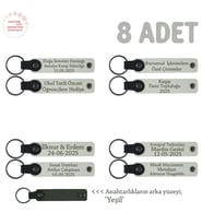 Resim Atölyesi Katılımcılarına Anlamlı Hediye 8'li Set Üzerine İsim Yazılı Anahtarlık, Beyaz & Yeşil