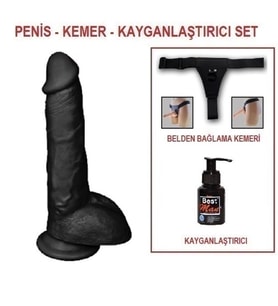 LilituShop 25,5 cm Belden Bağlamalı Realistik Dildo Penis Set