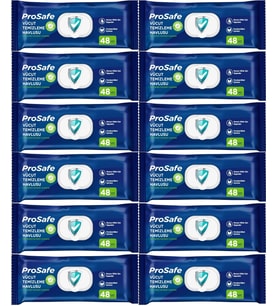 Prosafe Hasta Vücut Temizleme Islak Mendil Havlu 48 Yaprak XL (12 Li Set) Plastik Kapak