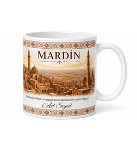 Mardin Mezopotamya Esintili Baskılı Kupa Bardak Hediye Porselen Mug