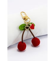 Bez Kirazlı Metal Kalpli Klipsli Cüzdan Süsü Charm Çanta Süsü Anahtarlık