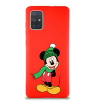Samsung Galaxy A71 Soft Premier Kapak Mickey Mouse-G Tasarımlı Silikon Kılıf - Kırmızı (Şeffaf)