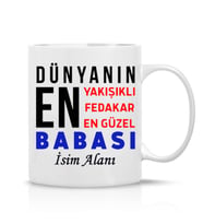 Babalara Özel Yazılı Hediye Çay Kahve Kupa Bardak-baba1