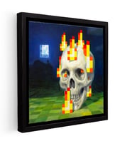 Kanvas Tablo Skull On Fire Minecraft Tablosu Ev Ofis Salon Duvar Dekoru