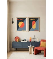 Geometrik Minimalist 2'li Ahşap Çerçeveli Tablo Seti
