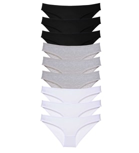 Mulvxbrf Brf02 9 Adet Süper Eko Set Likralı Kadın Slip Külot Siyah Gri Beyaz (Mulvix)