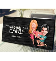BK Gift Kişiye Özel Sevgililer Karikatürlü Kabartma Figürlü Ahşap Tablo, Duvar Dekoru, Arkadaşa Hediye, Özel Tasarım Ev Hediyesi-19 (Siyah)