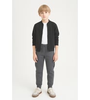 Erkek Çocuk Basic Kargo Cepli Jogger Paça Okul Eşofman Altı AK2322-1 (Füme)