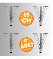 15 CM METAL 3 TELLİ KOLTUK AYAĞI MOBİLYA AYAĞI ÜNİTE AYAĞI KONSOL AYAĞI PUF BERJER AYAĞI (4 ADET) (Krom)