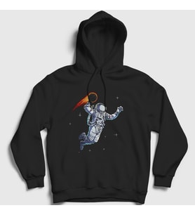 Presmono Unisex Siyah Dunk Astronaut Space Astronot Uzay Kapüşonlu Sweatshirt 282331tt