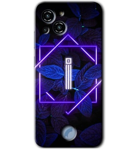 Reeder S23 Pro Max Kılıf HD Desen Baskılı Arka Kapak - Dark Neon Yaprak İ Harfi