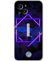 Reeder S23 Pro Max Kılıf HD Desen Baskılı Arka Kapak - Dark Neon Yaprak İ Harfi