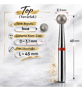 Elmas Freze başlık Top (Orta Yumuşak Kırmızı ) 0,31 mm- adet fiyatı