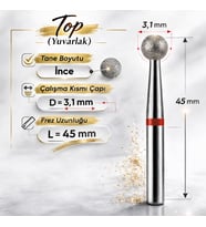 Elmas Freze başlık Top (Orta Yumuşak Kırmızı ) 0,31 mm- adet fiyatı