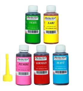 Perfection CHEF 5'li Sıvı Su Bazlı Likit Gıda Boyası Pembe Sarı Kırmızı Mavi Yeşil 5 X 100 gr .