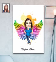 Kişiye Özel Melek Anne Karikatürlü Ahşap Tablo 30x47  Model-2