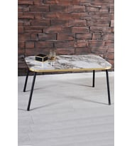 Zigon Sehpa Ve Orta Sehpa Set Kr Metal Mermer Desen Siyah