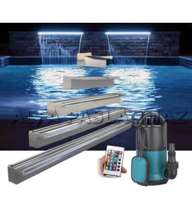 AISI 304 KALİTE PASLANMAZ RGB LED IŞIKLI 150 CM BAHÇE DUVAR SÜS ŞELALESİ + POMPA DAHİL SET