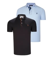 İKİLİ SET T8582 DEWBERRY ERKEK T-SHIRT-SİYAH-BEBE MAVİ (Karışık)