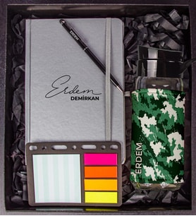eJOYA Kişiye Özel Defter Kalem Matara Ve Mini Organizer Ofis Kırtasiye Hediye Kutusu 110323