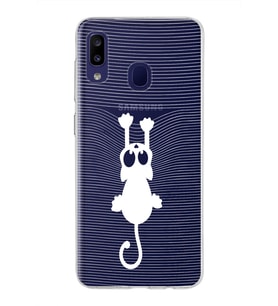 Samsung Galaxy M10s Kapak Mandala Kedi Tasarımlı Şeffaf Silikon Kılıf