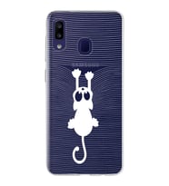 Samsung Galaxy M10s Kapak Mandala Kedi Tasarımlı Şeffaf Silikon Kılıf