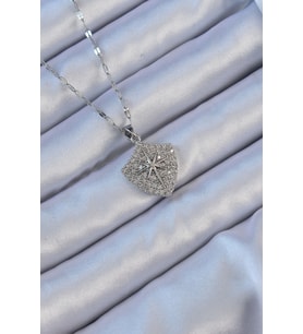 316L Çelik Zincir Gümüş Renk Zirkon Taşlı Kutup Yıldızı Kolye 5886 - SSSSSS2877-1742