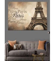 Paris Eyfel Kulesi Retro Poster Dekoratif Kanvas - Mdf Ahşap Tablo