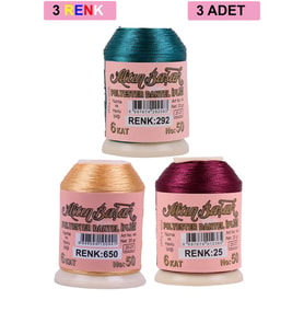 3 Adet Altınbaşak Oya ve Dantel İpi 20 gr - Royaleks - No: 650 - 025 - 292