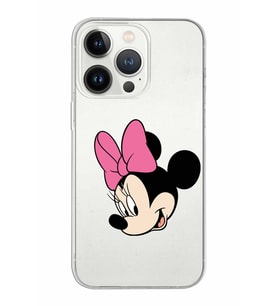 Apple iPhone 13 Pro Uyumlu Kapak Minnie Mouse Tasarımlı Şeffaf Silikon Kılıf