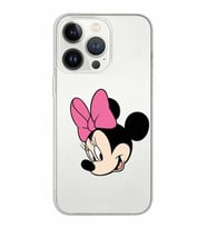 Apple iPhone 13 Pro Uyumlu Kapak Minnie Mouse Tasarımlı Şeffaf Silikon Kılıf