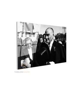 Yatay Cam Tablo Salon Duvar Tablosu Yatay Cam Ataturk Ve Halk 2 Yeni Ev Hediyesi Ofis Tablosu