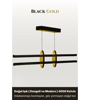 Halo Gold Lineer LED Sarkıt Avize – Kumandalı Dim Edilebilir – Yukarı & Aşağı Işık