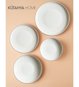 Lüks Altın Yaldız File Desenli Modern Porselen Yemek Takımı 24 parça 6 Kişilik Timeless Design