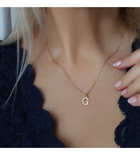 Vaoov 925 Ayar Gümüş Minimal Harf Kolye (Gold)