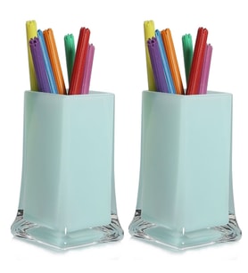 2 ADET KALEMLİK BUZ MAVİ RENKLİ OFİS GERECİ 6X6X10CM 300ML