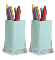 2 ADET KALEMLİK BUZ MAVİ RENKLİ OFİS GERECİ 6X6X10CM 300ML