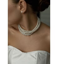 Beyaz Renk 5 Sıra Choker İnci Kolye Gelin Aksesuarı