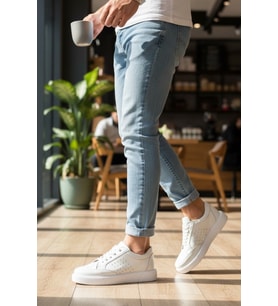 Enoch Hakiki Deri Yan Panel Havalandırma Detaylı Günlük Erkek Sneaker Comfort Taban