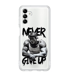 Samsung Galaxy A04S Uyumlu Arnold Fitness Never Give Up Desenli Şeffaf Telefon Kılıfı