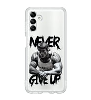 Samsung Galaxy A04S Uyumlu Arnold Fitness Never Give Up Desenli Şeffaf Telefon Kılıfı