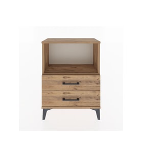 Arges Komodin Tek Raflı 2 Çekmeceli 60x30x80 Çam-Çam
