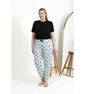 Akbeniz Kadın Pamuklu Büyük Beden Alt Pijama 27557 Buz Mavisi