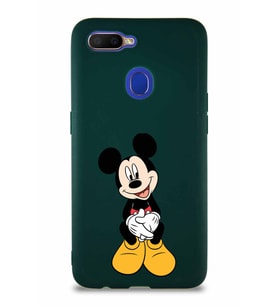 Oppo A12 Soft Premier Kapak Mickey Mouse-A Tasarımlı Silikon Kılıf - Yeşil (Şeffaf)