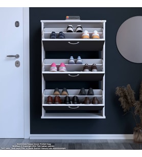 Modilayn VARBİ Asma Antre 72 x 115 x26 cm’lik 3 Düşer Kapak 6 Göz Bölmeli Ayakkabılık