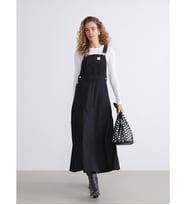 LCW Modest Siyah Kare Yaka Jean Salopet Elbise