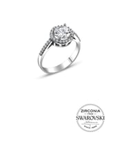 Söğütlü Silver Gümüş Swarovski taşlı pırlanta modeli yuvarlak yüzük