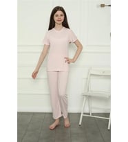 Kız Çocuk Penye Pijama Takım Pembe