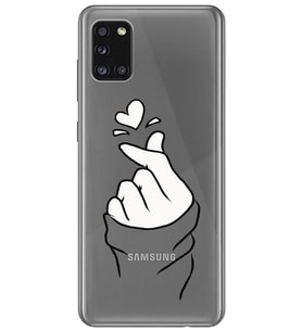 Samsung Galaxy A31 Uyumlu Kalp Desenli Şeffaf Telefon Kılıfı